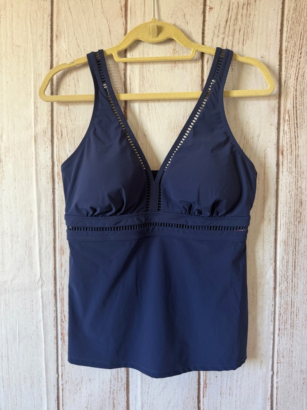Christina Swimwear Navy Blue Ladder Trim Tankini Top, Size 12D